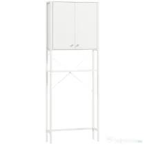 Mobilier HOMCOM pentru Baie Deasupra WC-ului cu Dulap și Raft Deschis, Mobilier Salvaspazio cu Picioare din Metal pentru Baie și Spălătorie, 64x20x180 cm, Alb | Aosom Romania