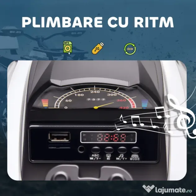 HOMCOM Quad Electric pentru Copii 3-5 Ani 12V, 3-8km/h Mini Quad pentru Copii cu 2 Motoare, Muzică, MP3, Conector USB, Card TF, Faruri și Pedală, Alb | Aosom Romania