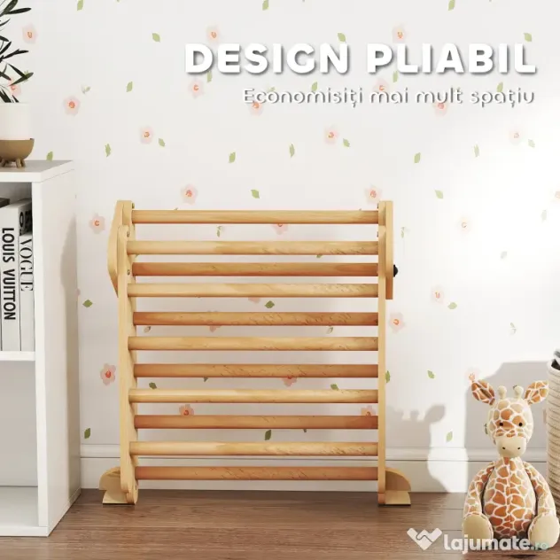 AIYAPLAY Joc pentru Copii 5 în 1 cu Triunghi, Tobogan Neted și Arc, din Lemn de Plop și Pin, 188x70x59 cm | Aosom Romania