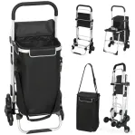 HOMCOM Cărucior de Cumpărături cu Geantă Impermeabilă de 40L, 46x59.5x97 cm, Negru și Argintiu | Aosom Romania