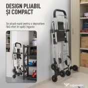 HOMCOM Cărucior de Cumpărături cu Geantă Impermeabilă de 40L, 46x59.5x97 cm, Negru și Argintiu | Aosom Romania