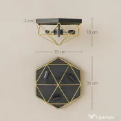 HOMCOM Lampă de Tavan Stil Industrial Geometrică cu 3 Suporturi E27 pentru Becuri LED, Negru și Auriu