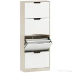 HOMCOM Dulap Subțire pentru Pantofi cu 4 Sertare pentru 16 de Perechi de Pantofi 62.5x26x156 cm, Culoare Lemn și Alb | Aosom Romania