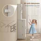 HOMCOM Mobilă de Depozitare pentru Bucătărie cu 2 Dulapuri și 8 Rafturi, din Lemn și Acrilic, 60x39.5x179.6 cm, Alb | Aosom Romania