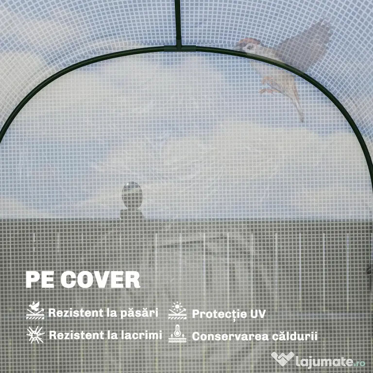 Outsunny Seră de Grădină cu Rafturi și Ușă Rulabilă, Seră pentru Grădină cu Cadru din Oțel, Acoperiș din PE Anti-UV, pentru Legume, Flori și Plante, 123x187x189 cm, Alb | Aosom Romania