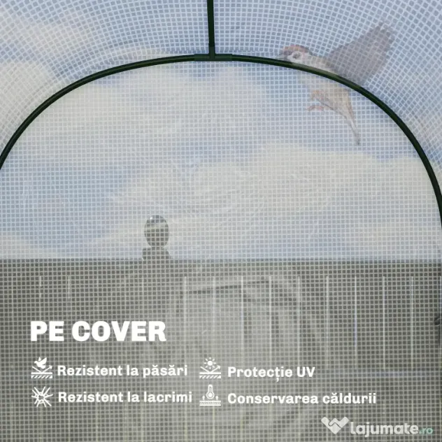 Outsunny Seră de Grădină cu Rafturi și Ușă Rulabilă, Seră pentru Grădină cu Cadru din Oțel, Acoperiș din PE Anti-UV, pentru Legume, Flori și Plante, 123x187x189 cm, Alb | Aosom Romania