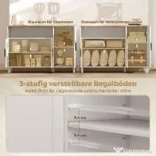 HOMCOM Dulap de Bucătărie cu Uși Amortizate, Compartiment Deschis și 2 Dulapuri Alb | Aosom Romania