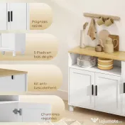 HOMCOM Dulap de Bucătărie cu Uși Amortizate, Compartiment Deschis și 2 Dulapuri Alb | Aosom Romania