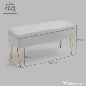 HOMCOM Bancă cu Depozitare din Material Textil și Picioare din Oțel, 100x40x49 cm, Gri Deschis | Aosom Romania