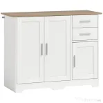 HOMCOM Comodă Modernă din Lemn cu 2 Sertare și 2 Dulapuri, 100x40x78 cm, Alb și Culoare Lemn | Aosom Romania