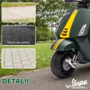 AIYAPLAY Motocicletă Electrică pentru Copii cu Licență Vespa, Baterie Reîncărcabilă 6V, Roți Laterale și Lumini, Vârsta 2-6 Ani, Verde Închis | Aosom Romania 