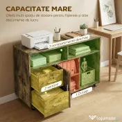 HOMCOM Dulap pentru Imprimantă pe Roți cu 2 Sertare, Încuietoare cu Cheie, 3 Rafturi și Dulap, pentru Documente de Birou și Studiu, 100x35x65 cm, Maro Rustic | Aosom Romania 