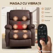 HOMCOM Fotoliu Electric Rabatabil cu 8 Puncte de Masaj, Suport pentru Picioare, 97x85x100 cm, Maro | Aosom Romania