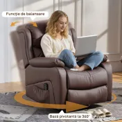 HOMCOM Fotoliu Electric Rabatabil cu 8 Puncte de Masaj, Suport pentru Picioare, 97x85x100 cm, Maro | Aosom Romania
