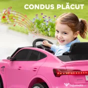 HOMCOM Mașină Electrică pentru Copii 12V cu Telecomandă, Viteză 3-5 km/h și Muzică, Culoare Roz | Aosom Romania
