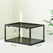 PawHut Terariu pentru Reptile Rialzato 60x45x32 cm cu Dublă Serratura, Ușă pentru Alimentare, Ventilație și Vizualizare a 360°, Rettilario cu Plasă Metalică pentru Șopârle, Păianjeni, Gecko, Șerpi, Negru | Aosom Romania 