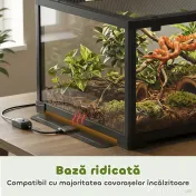 PawHut Terariu pentru Reptile Rialzato 60x45x32 cm cu Dublă Serratura, Ușă pentru Alimentare, Ventilație și Vizualizare a 360°, Rettilario cu Plasă Metalică pentru Șopârle, Păianjeni, Gecko, Șerpi, Negru | Aosom Romania 