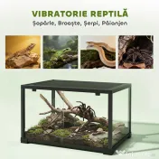 PawHut Terariu pentru Reptile Rialzato 60x45x32 cm cu Dublă Serratura, Ușă pentru Alimentare, Ventilație și Vizualizare a 360°, Rettilario cu Plasă Metalică pentru Șopârle, Păianjeni, Gecko, Șerpi, Negru | Aosom Romania 