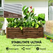 Outsunny Pat pentru Grădină Ridicat cu Fund Deschis și Bare de Suport, Ghiveci din Oțel Zincat pentru Flori și Legume, pentru Balcon sau Grădină, 180x90x57,5 cm, Maro Închis | Aosom Romania 