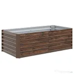 Outsunny Strat de Grădină Înălțat Exterior cu Fund Deschis și Bare de Suport, Ghiveci Metalic din Oțel Zincat pentru Flori și Legume, 180x90x57,5 cm, Maro Închis