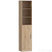 HOMCOM Dulap coloană pentru baie cu 2 compartimente și 6 rafturi reglabile, aspect lemn, 40x35x180 cm, culoare lemn | Aosom Romania 