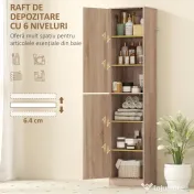 HOMCOM Dulap coloană pentru baie cu 2 compartimente și 6 rafturi reglabile, aspect lemn, 40x35x180 cm, culoare lemn | Aosom Romania 
