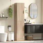 HOMCOM Dulap coloană pentru baie cu 2 compartimente și 6 rafturi reglabile, aspect lemn, 40x35x180 cm, culoare lemn | Aosom Romania 