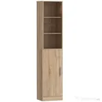 HOMCOM Dulap coloană pentru baie cu 2 compartimente și 6 rafturi reglabile, aspect lemn, 40x35x180 cm, culoare lemn