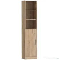 HOMCOM Dulap coloană pentru baie cu 2 compartimente și 6 rafturi reglabile, aspect lemn, 40x35x180 cm, culoare lemn