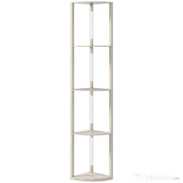 HOMCOM Lampadar Podea LED, 4 Rafturi, Lumină Reglabilă 3000K, MDF, 41x29,5x163,5 cm, Stejar | Aosom Romania