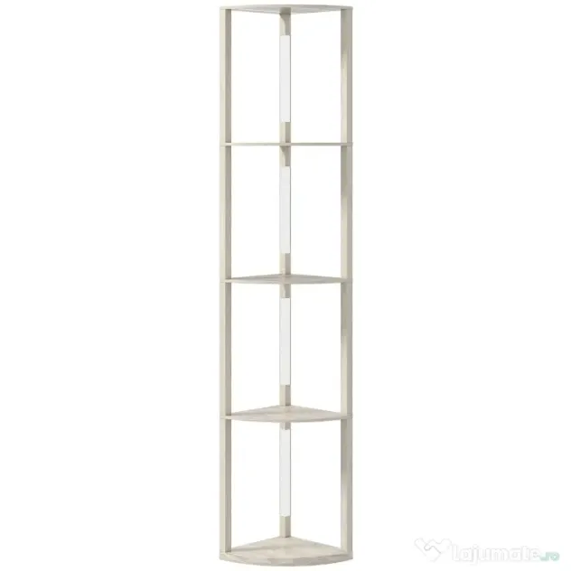 HOMCOM Lampadar Podea LED, 4 Rafturi, Lumină Reglabilă 3000K, MDF, 41x29,5x163,5 cm, Stejar | Aosom Romania