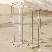 HOMCOM Lampadar Podea LED, 4 Rafturi, Lumină Reglabilă 3000K, MDF, 41x29,5x163,5 cm, Stejar | Aosom Romania 