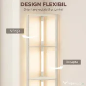 HOMCOM Lampadar Podea LED, 4 Rafturi, Lumină Reglabilă 3000K, MDF, 41x29,5x163,5 cm, Stejar | Aosom Romania 