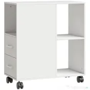 HOMCOM Măsuță de Living cu Roți, 2 Sertare, Raft Deschis și Poliță Reglabilă, Măsuță pentru Dormitor sau Living, 60x30x65 cm, Alb | Aosom Romania 