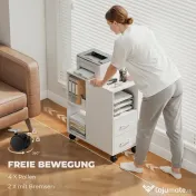 HOMCOM Măsuță de Living cu Roți, 2 Sertare, Raft Deschis și Poliță Reglabilă, Măsuță pentru Dormitor sau Living, 60x30x65 cm, Alb | Aosom Romania 