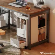 HOMCOM Măsuță de Living cu Roți, 2 Sertare, Raft Deschis și Poliță Reglabilă, Măsuță pentru Dormitor sau Living, 60x30x65 cm, Alb | Aosom Romania 