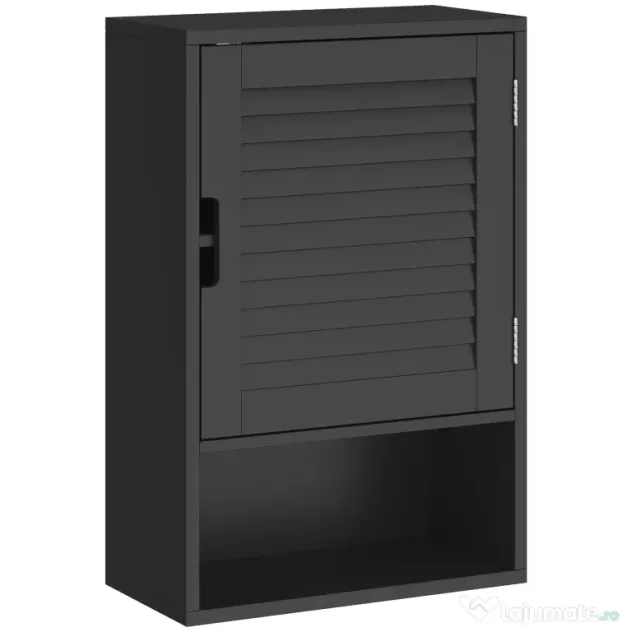 HOMCOM Dulap de Baie, Dulap Suspendat cu Rafturi Reglabile, 40 x 20 x 60 cm, Negru | Aosom Romania