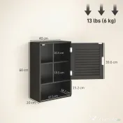 HOMCOM Dulap de Baie, Dulap Suspendat cu Rafturi Reglabile, 40 x 20 x 60 cm, Negru | Aosom Romania