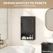 HOMCOM Dulap de Baie, Dulap Suspendat cu Rafturi Reglabile, 40 x 20 x 60 cm, Negru | Aosom Romania