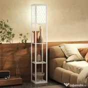 Homcom Lampa Pom 160 cm – Negru cu Rafturi pe 3 Niveluri | Aosom Romania 