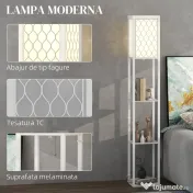 Homcom Lampa Pom 160 cm – Negru cu Rafturi pe 3 Niveluri | Aosom Romania 
