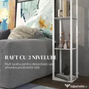 Homcom Lampa Pom 160 cm – Negru cu Rafturi pe 3 Niveluri | Aosom Romania 