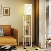 Homcom Lampa Pom 160 cm – Negru cu Rafturi pe 3 Niveluri | Aosom Romania 
