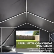 Outsunny Garaj Moto Exterior 3x3 m, Impermeabil, cu Ușă și Guri de Aerisire Rulabile, pentru Biciclete și Unelte, Gri Închis | Aosom Romania 