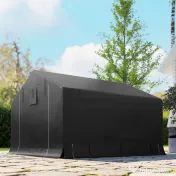 Outsunny Garaj Moto Exterior 3x3 m, Impermeabil, cu Ușă și Guri de Aerisire Rulabile, pentru Biciclete și Unelte, Gri Închis | Aosom Romania 