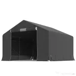 Outsunny Garaj Moto Exterior 3x3 m, Impermeabil, cu Ușă și Guri de Aerisire Rulabile, pentru Biciclete și Unelte, Gri Închis