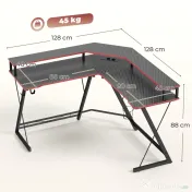 HOMCOM Birou în L cu Prize, 128 cm cu Suport Monitor | Aosom Romania 