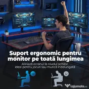 HOMCOM Birou în L cu Prize, 128 cm cu Suport Monitor | Aosom Romania 
