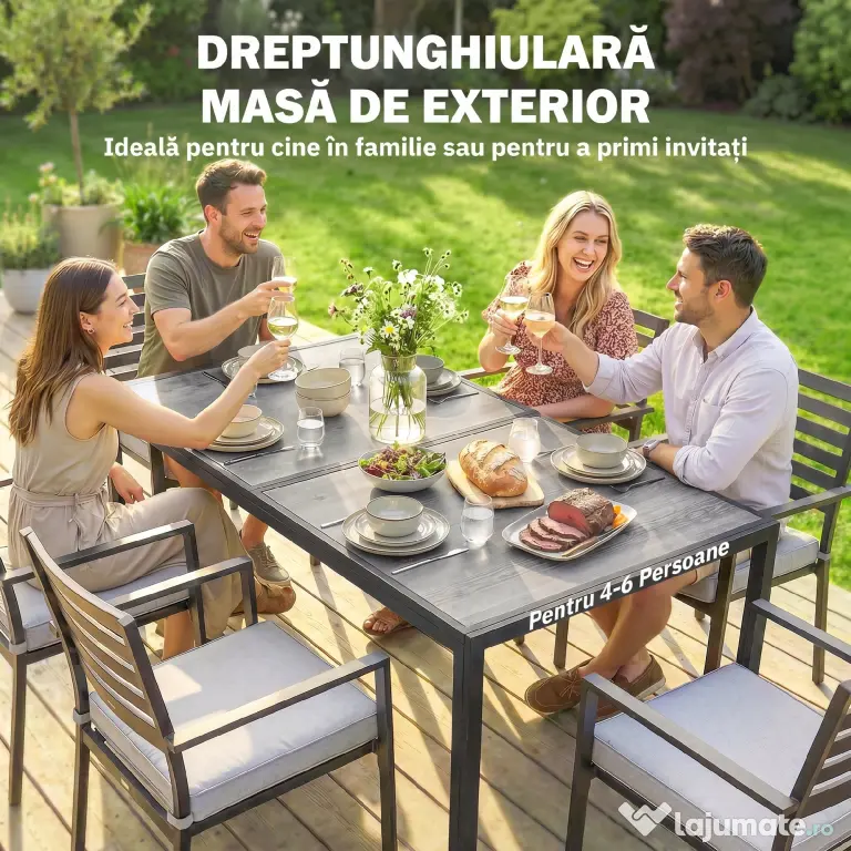 Outsunny Masă de grădină exterior pentru 6 persoane, balcon pentru terasă, pentru dining în aer liber | Aosom Romania