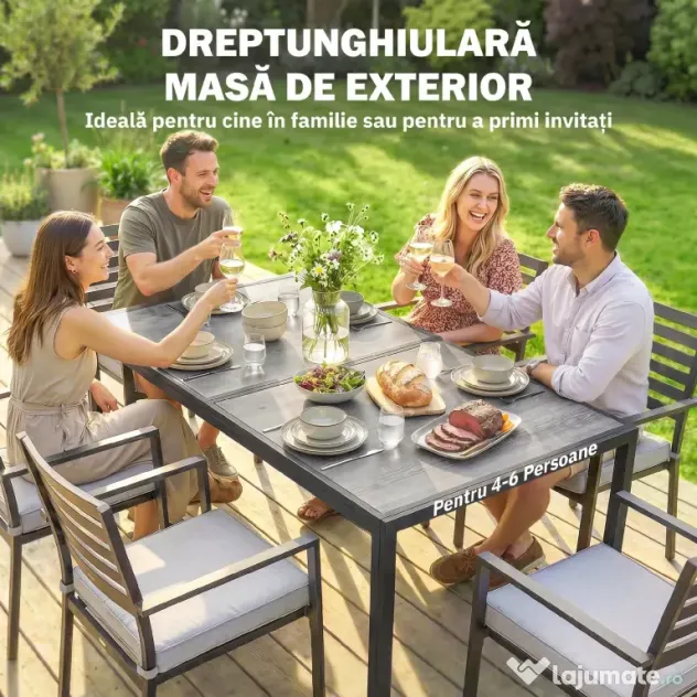 Outsunny Masă de grădină exterior pentru 6 persoane, balcon pentru terasă, pentru dining în aer liber | Aosom Romania